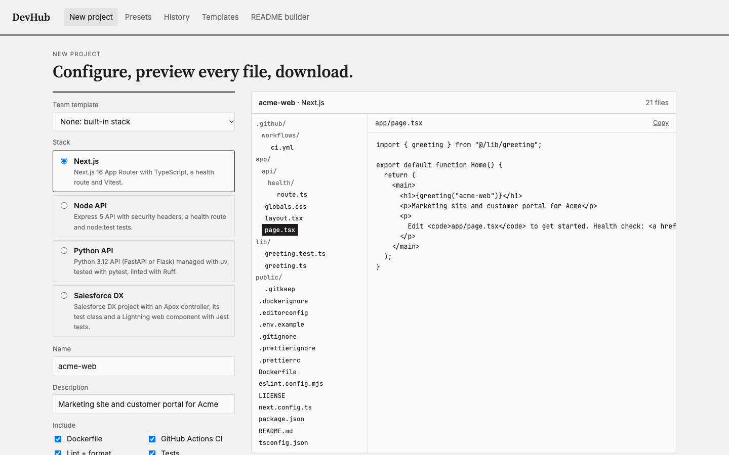 DevHub screenshot